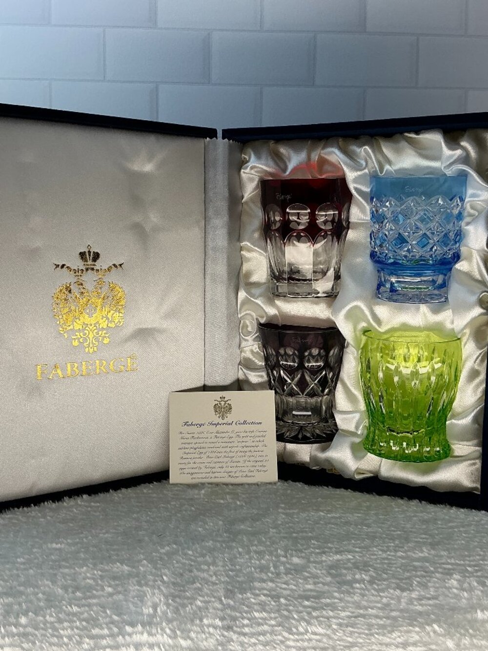 Fabergé Crystal Glasses Set of 4 Imperial Collection Original Box